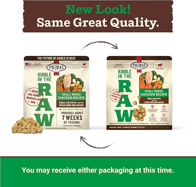 Primal Kibble in The Raw, Freeze Dried Dog Food, Small Breed Recipe, Scoop & Serve, Made with Raw Protein, Whole Ingredient Nutrition, Crafted in The USA, Dry Dog Food 5.4 lb Bag