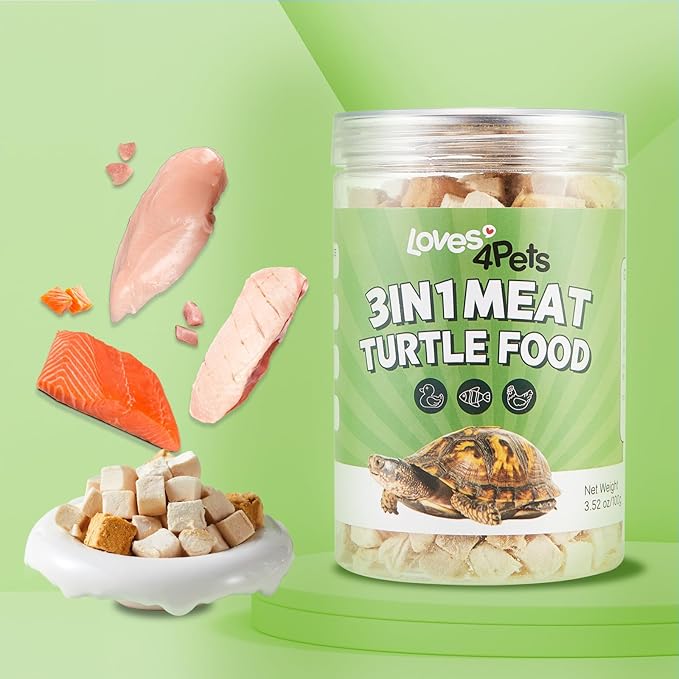Turtle Food - 3 in 1 Freeze-Dried Meat β Chicken, Duck & Salmon β Natural Treats for Turtles, Cats & Dogs β Human-Grade Real Meat