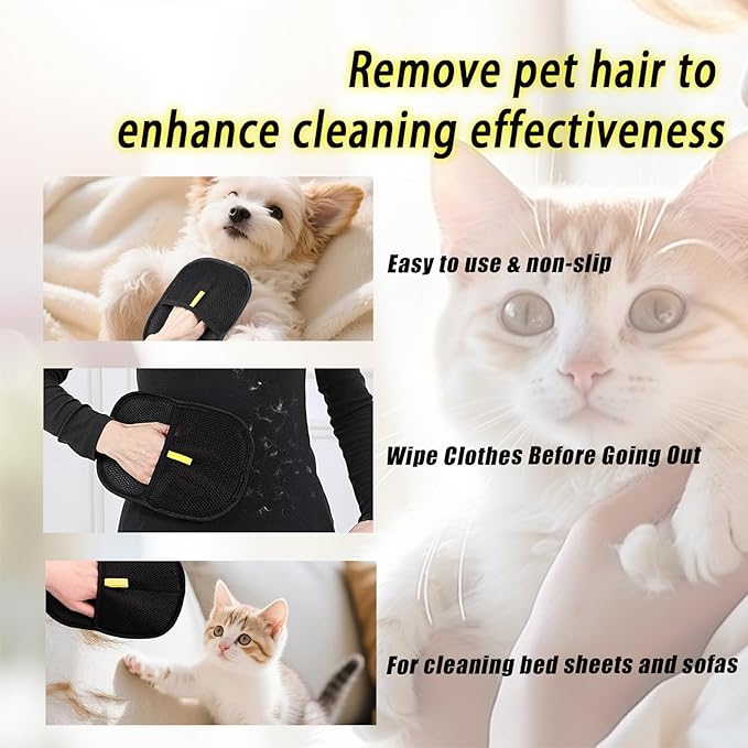 Pet Hair Removal Brush, Efficient Grooming for Pet Hair, Reusable Cat Dog Electrostatic Hair Remover Grooming Tool, for Couch, Furniture, Carpet, Curtain (2 Pcs)