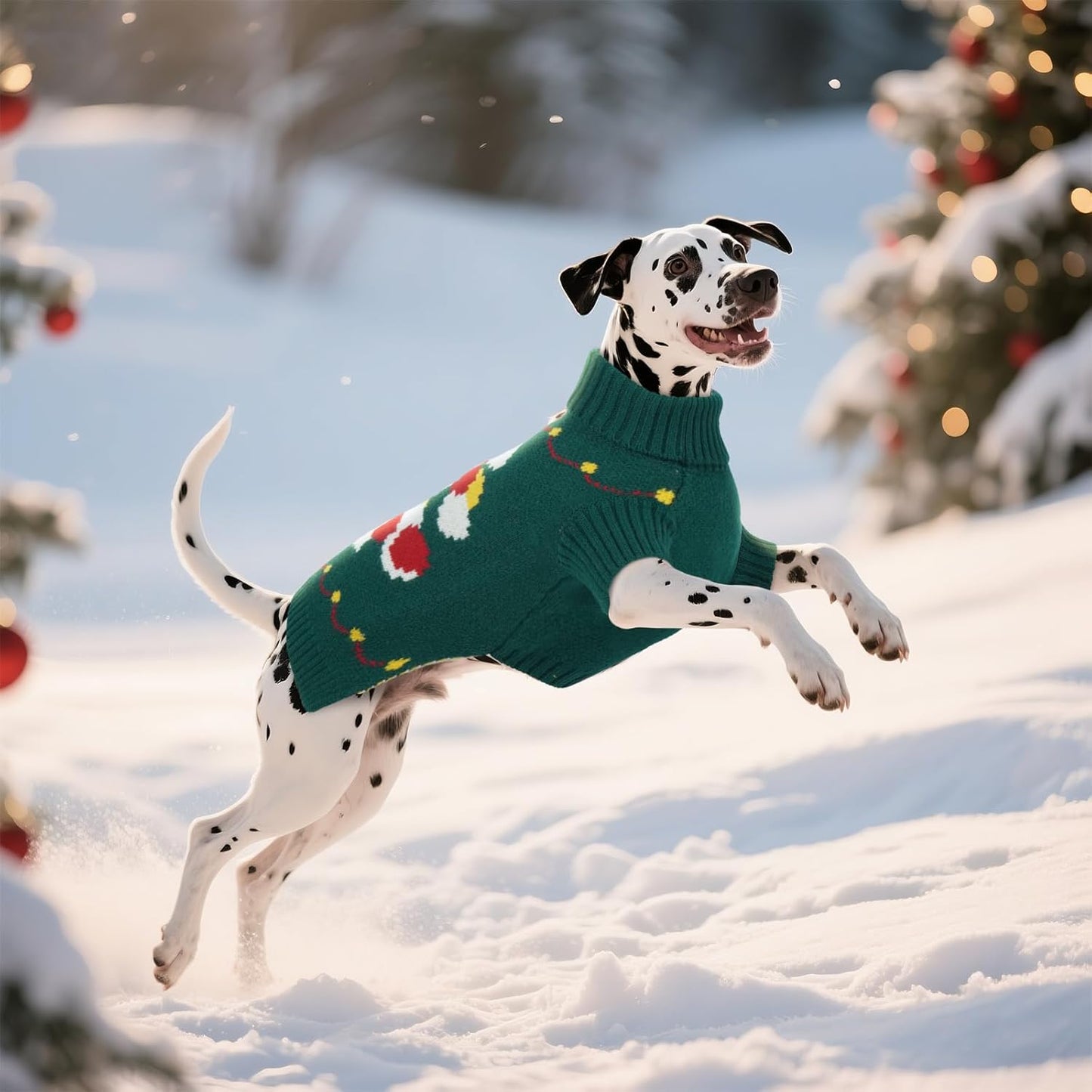 BRKURLEG Dog Sweaters, Christmas Dog Sweaters Medium Large Doggies Turtleneck Warm Pet Sweater for Cold Weather, Xmas, New Year, Pet Winter Pullover Sweater for Beagle, Pitbull (Green, XL)