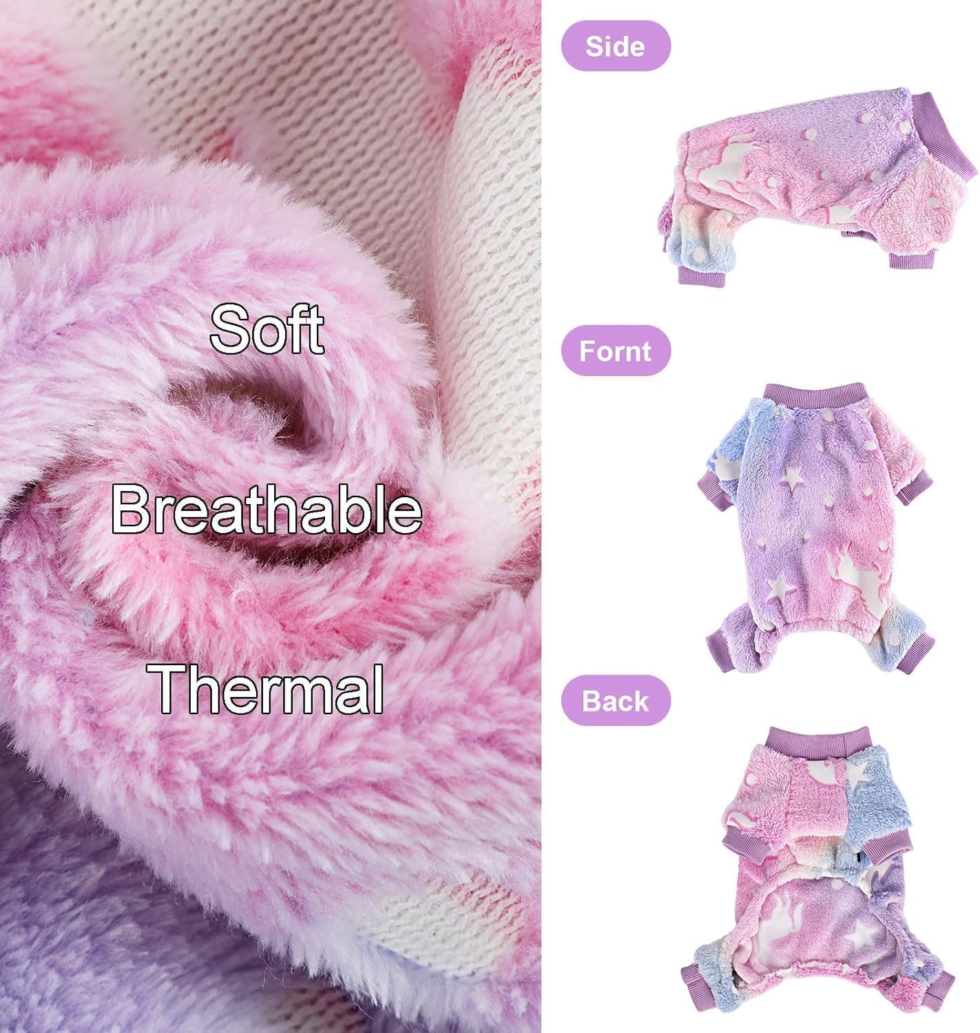 Dog Sweaters Small Girl Warm Fleece Pajamas, Cute Extra Small Dog Clothes, 4 Legs Puppy Jumpsuit Pjs Soft Stretchy Doggie Onesies Pet Outfit Apparel for Chihuahua Yorkie