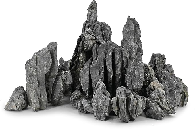 Unocho Aquarium Rocks Natural Seiryu Stone 20LB Aquascaping Rocks for Fish Tank Aquarium Landscaping Decoration Paludarium Amphibian Enclosures(3–10 Inches)