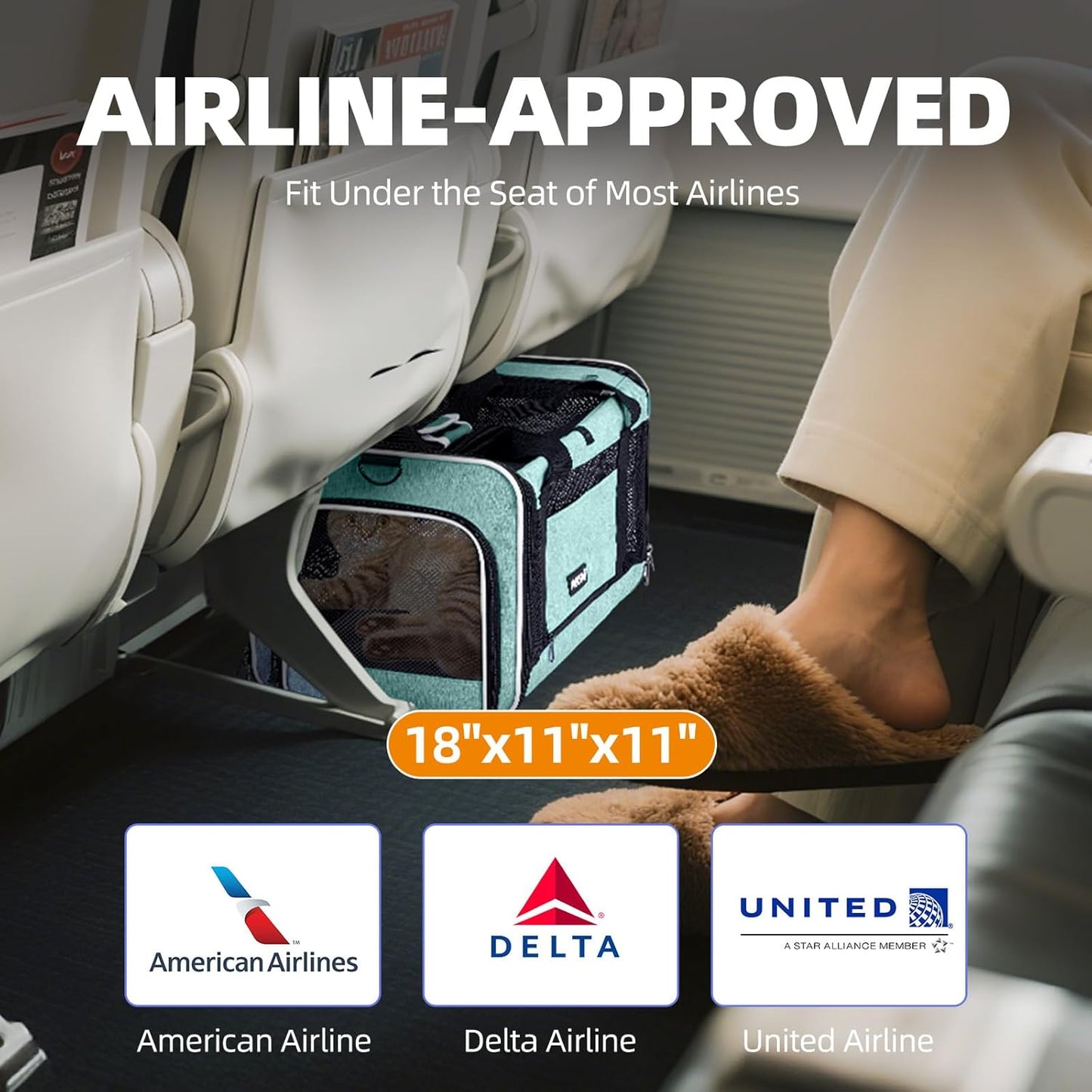 Cat Carrier Soft-Sided 18x11x11 Inch Travel Bag for Medium Cats Over 15lbs, Small Dog Carrier Crate Top Entry Breathable Mesh Puppy 12 Pounds, Pet Rabbit Carrying Cage Kennel Collapsible Teal