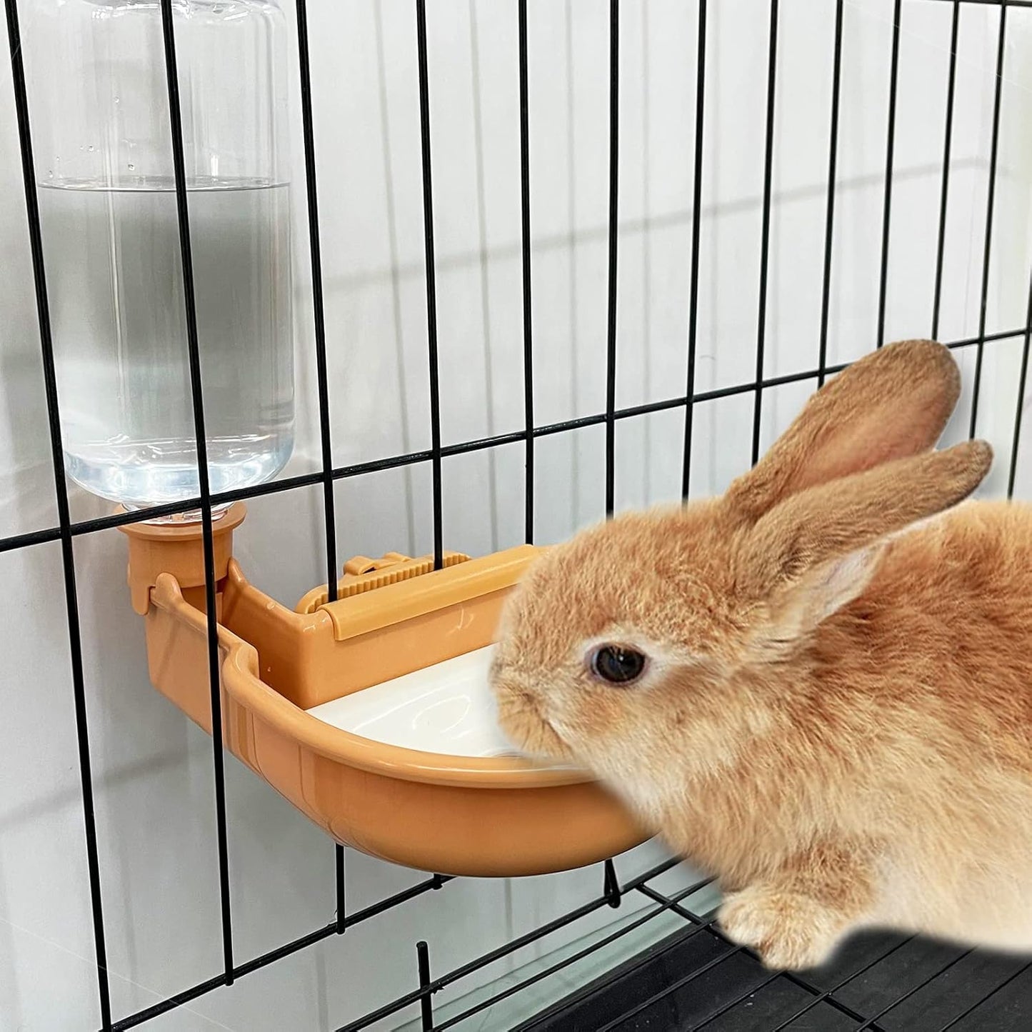 VANNON 16oz Pet Water Bottle, Gravity Dog Water Bowl Dispenser for Cage, Anti-Overflow Water Dispenser for Small Dogs, Cats, Rabbits and Other Small Animals, BPA Free, Orange