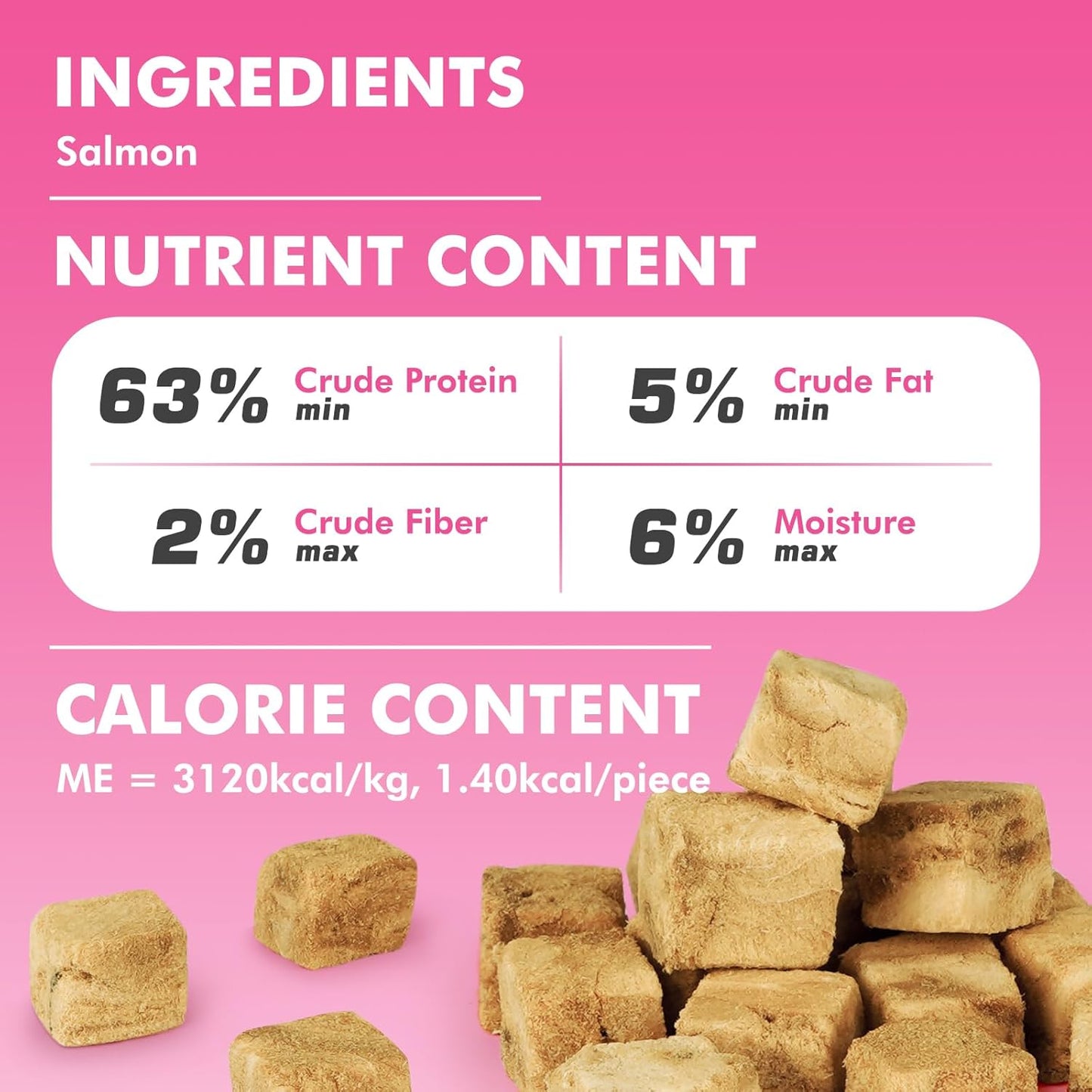 Freeze Dried Cats & Dogs Raw Treats, All Natural Single Ingredient Salmon, High Protein Healthy Pet Training Treats or Food Topper, 3.5 oz