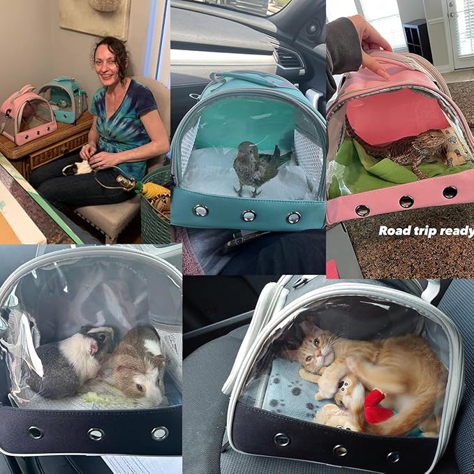 Guinea Pig Carrier Backpack, Clear Bubble Window Backpack for Guinea Pig, Bunny Rat Bird (Yellow, Carrier)