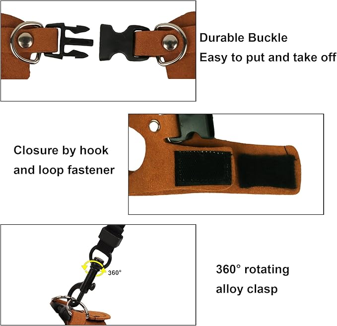 ADOGGYGO Bearded Dragon Harness Leash Set- 3 Size Pack Lizard Harness, Lizard Reptile Walking Leash for Bearded Dragon Reptiles (Brown)