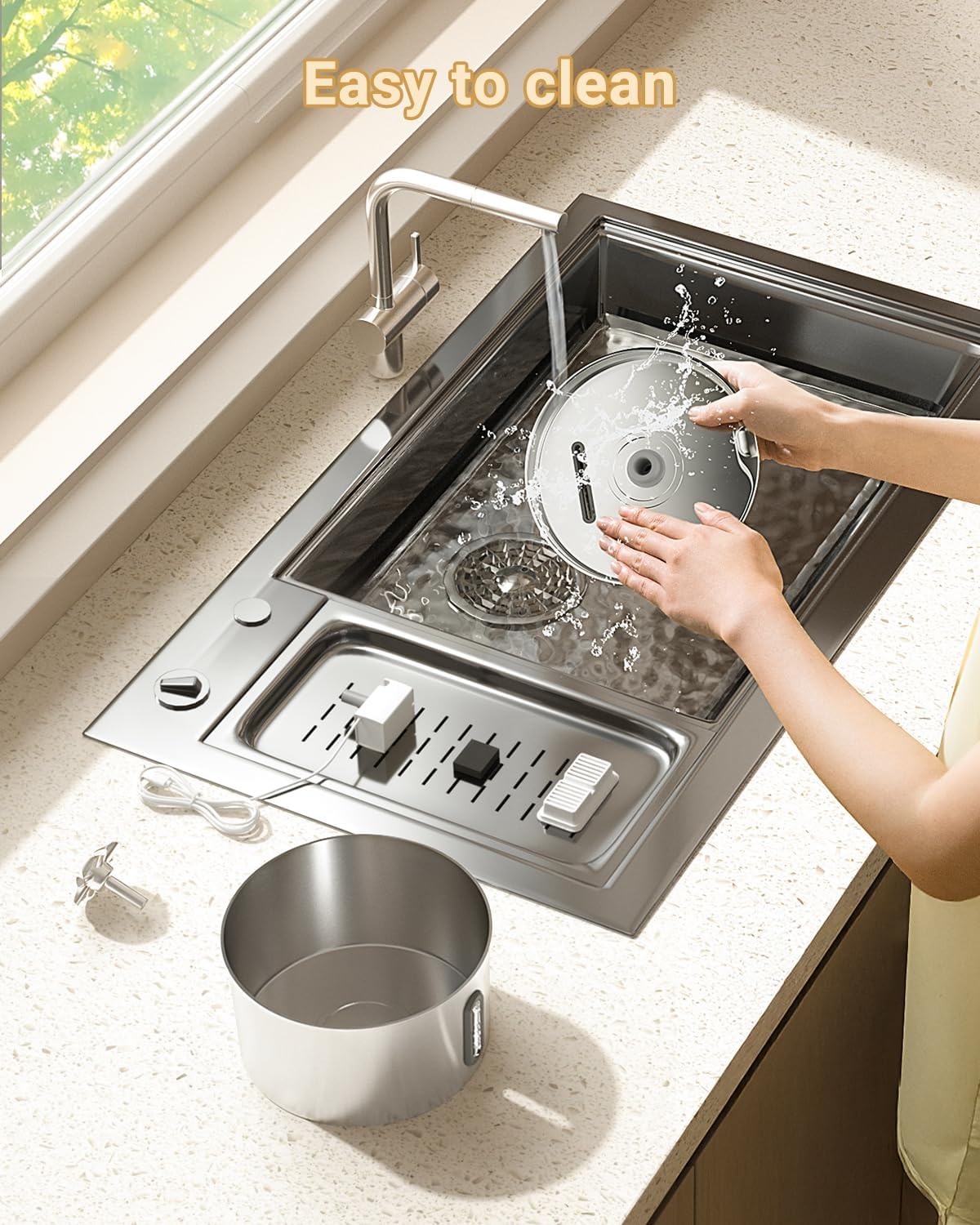 Cat Water Fountain Stainless Steel - 74oz/2.2L Corded Pet Water Dispenser Automatic Silent Cats Dispenser for Drinking Inside Indoor Metal Kitty Spout Fountain with 6 Filters & 6 Sponges