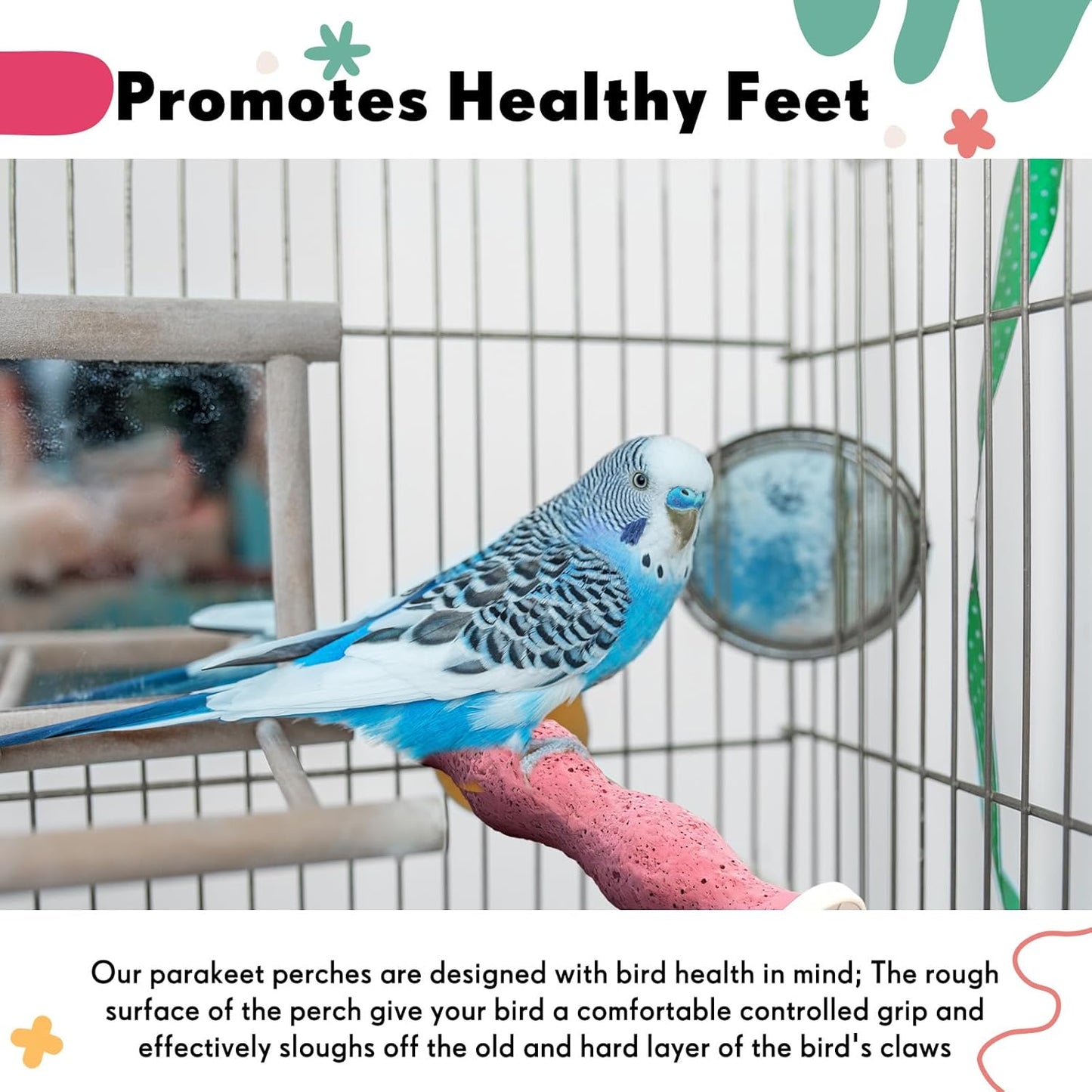 Soulchen 4 Pcs Bird Beak Grinding Calcium Stone Perches Parrot Teeth Mouth Molar Cage Accessories Platform Paw Grinding Sticks Jumping Stand for Macaws Parakeets Finches Cockatiel (Purple,Pink)