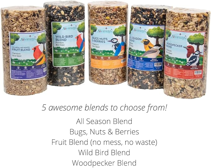 JCs Wildlife Wild Bird Blend Premium Bird Seed Small Cylinder, 1.5 lb (2 Cylinder)