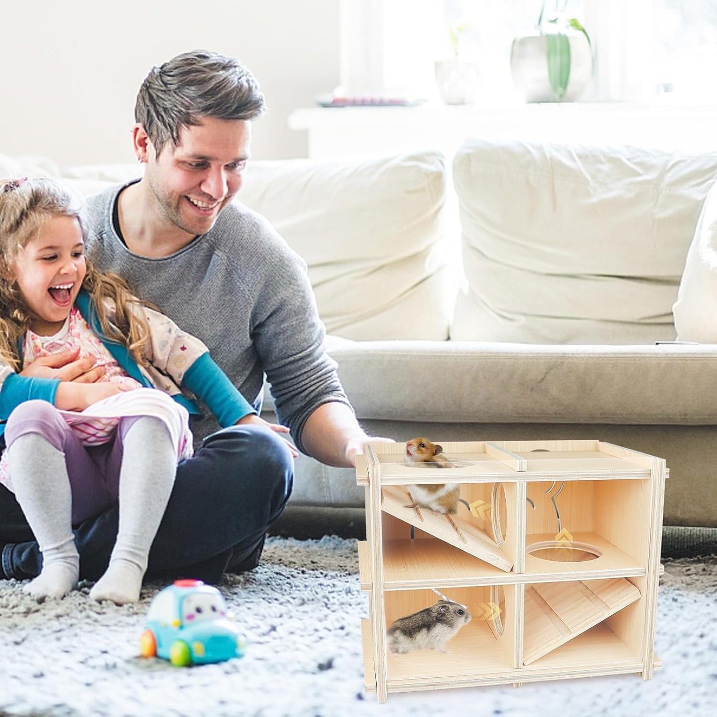 Hamster Toy Adventure Box,Multi Chamber Viewable Hamster House with Tunnel Meets The Nature of All Kinds and Sizes of Hamsters Rats Small pet Rodents(S)