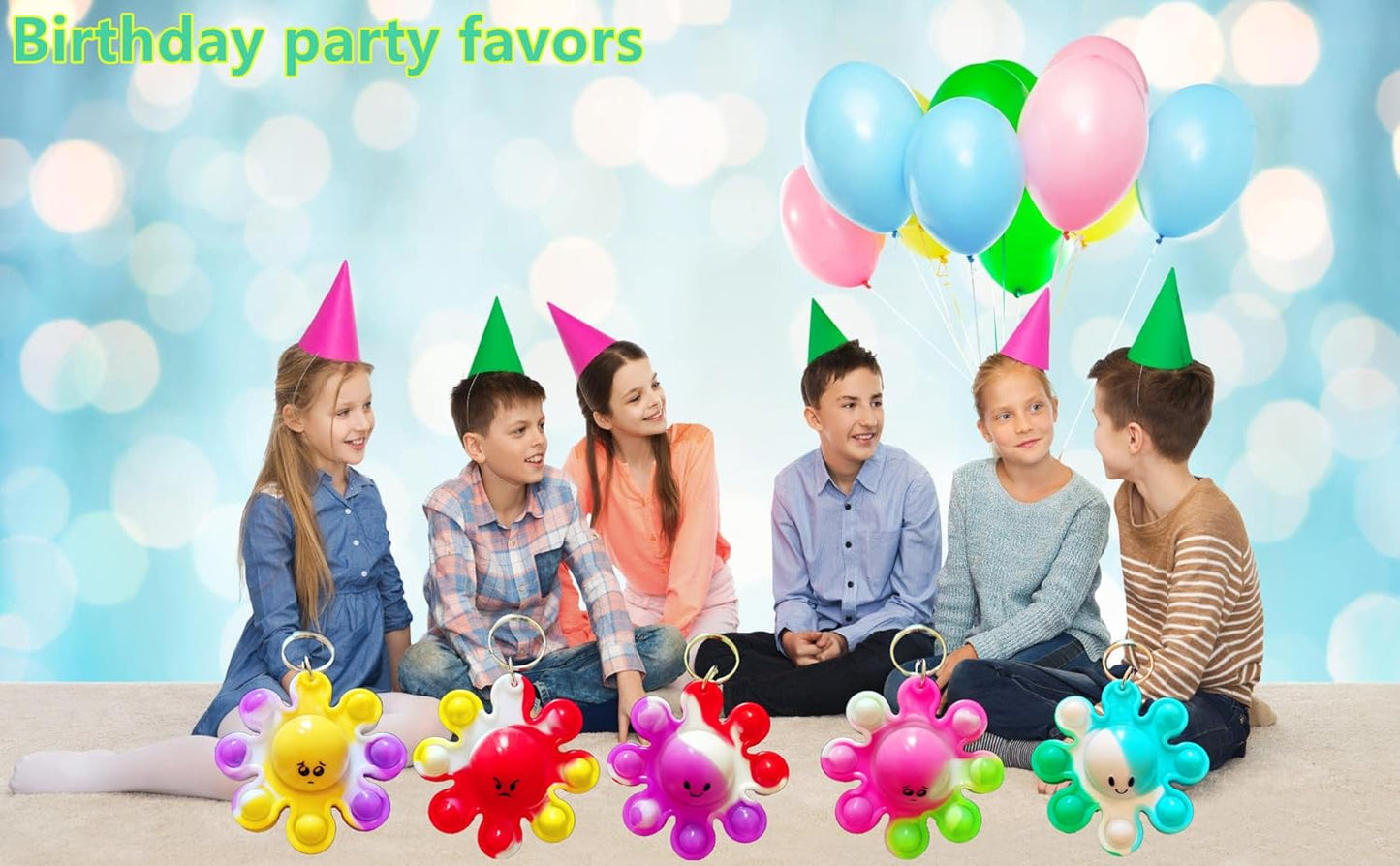 30 Packs Bulk octopus Mini Pop Keychain,Birthday Party Favors Supplies Fidget for Kids, Smmuer Student Prizes Gifts