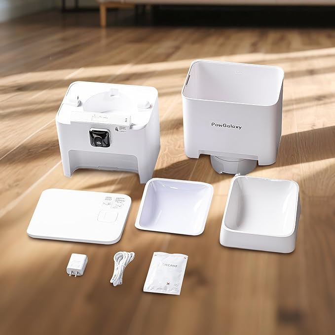 Automatic Pet Feeder, White 6L Cat Food Dispenser, Supports 5G & 2.4G, with 1080P HD Night Vision 142° Camera, APP Remote Control, Customizable Portion Sizes, Low Food & Motion Alerts