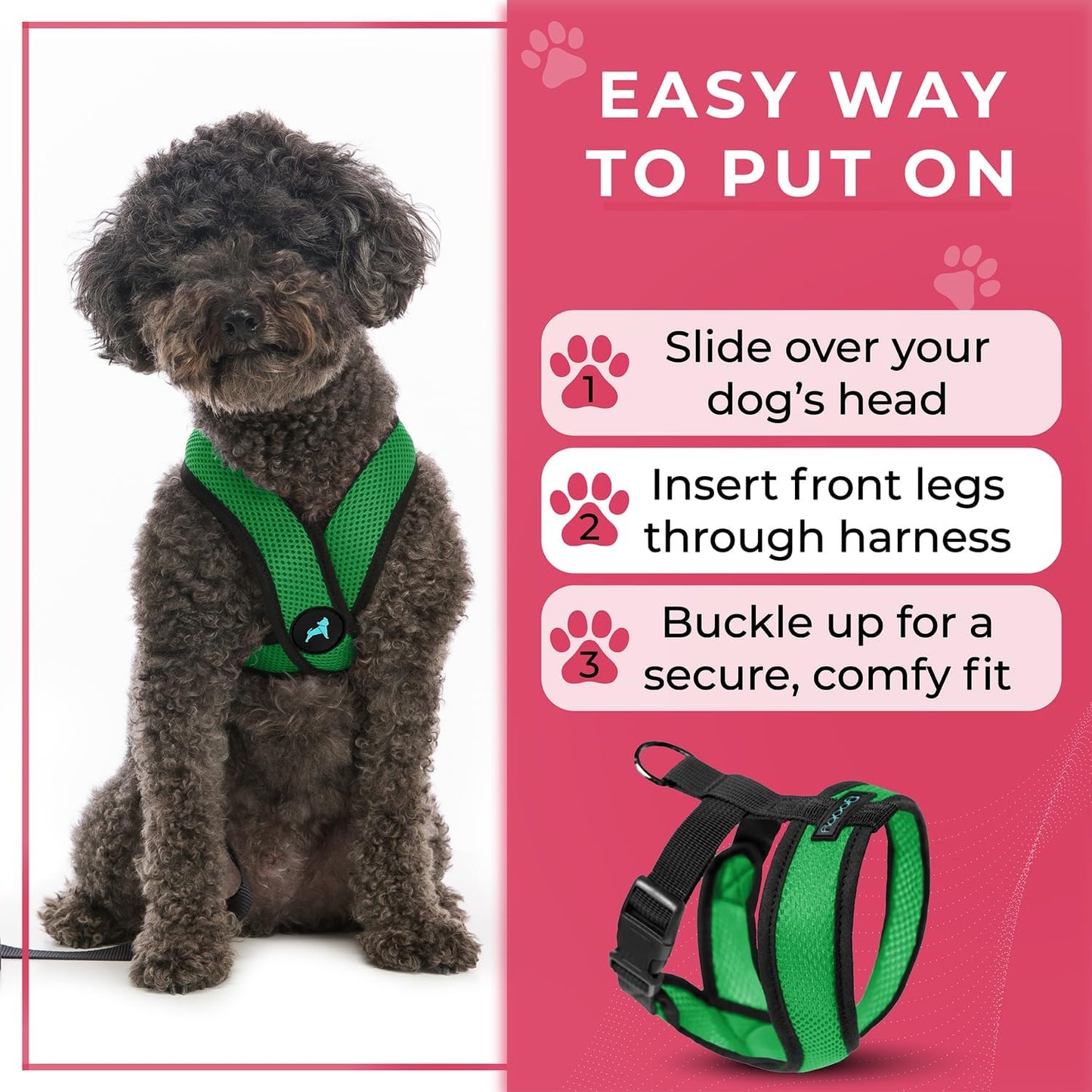 Gooby Comfort X Head in Harness - Hunter Green, Large - No Pull Small Dog Harness Patented Choke-Free X Frame - On The Go Dog Harness for Medium Dogs No Pull or Small Dogs for Indoor and Outdoor Use