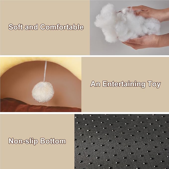 Jiupety Cute Cat Bed for Indoor, Cats Warm Soft Cave Fit for Many Cats and Puppy, Honeypot, L