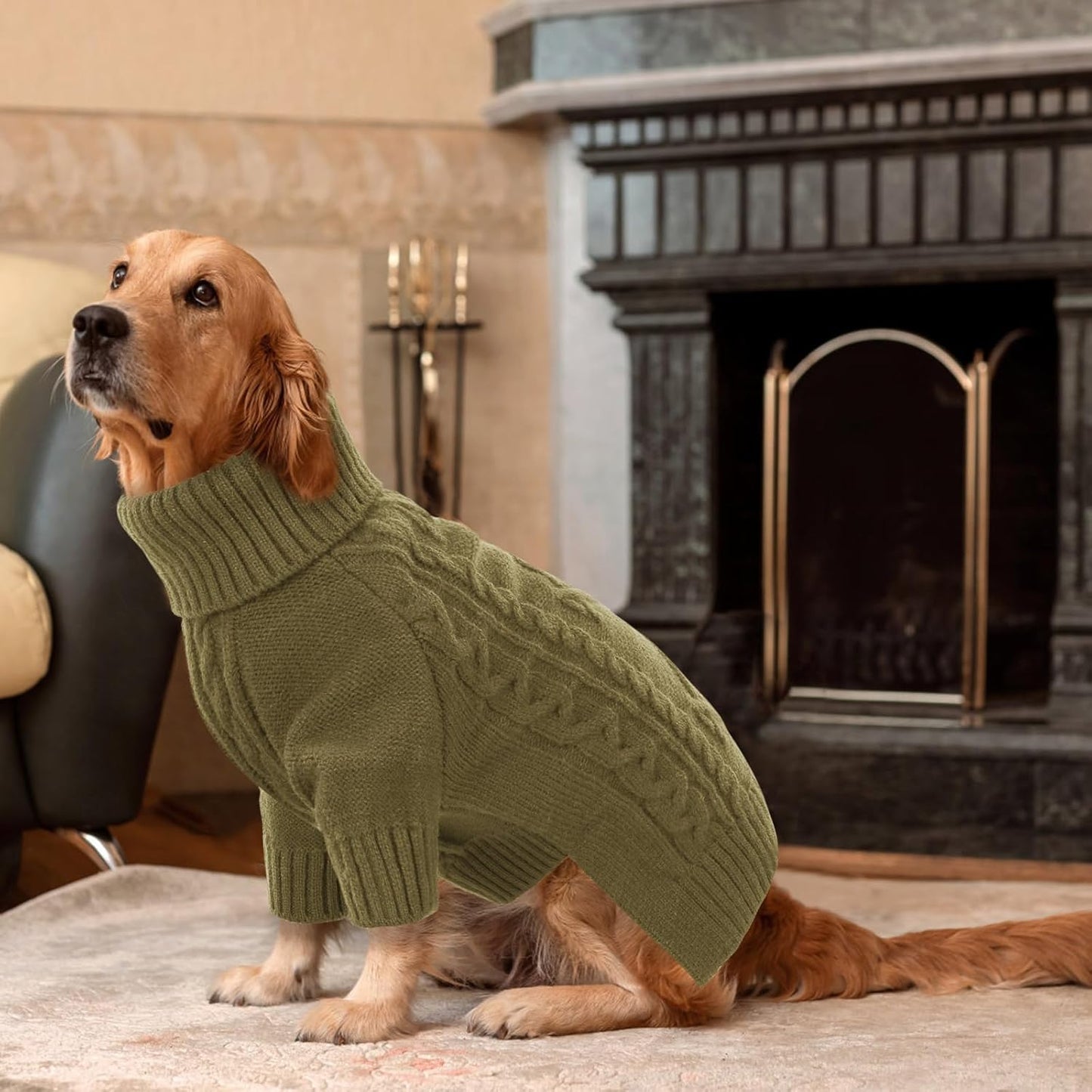 ASENKU Knitted Dog Sweater, Pullover Big Thermal Dog Winter Sweater, Turtleneck Doggy Sweaters for Large Medium Dogs Boy Girl, Warm Pet Sweaters Outfit Border Collie,Pit Bull,Golden Retriever, 3XL