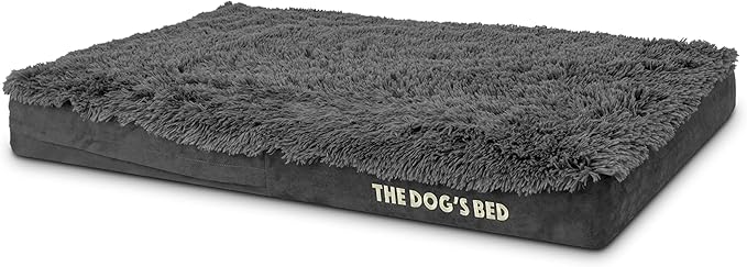 The Dog’s Bed Orthopedic Memory Foam Dog Bed, Large Grey Faux Fur, Pain Relief for Arthritis, Hip & Elbow Dysplasia, Post Surgery, Lameness, Supportive, Calming, Waterproof Cover