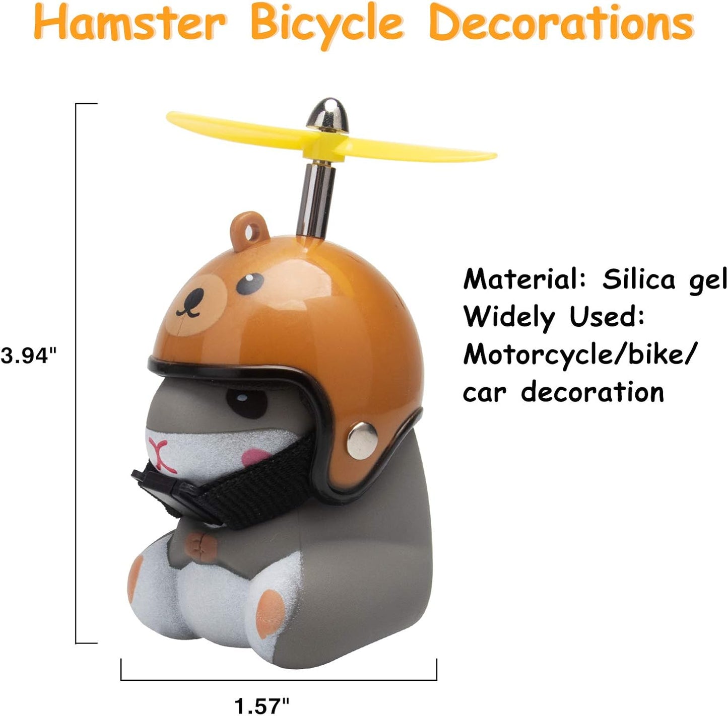 wonuu Duck Bike Bell with Light and Helmet Cute Hamster Bicycle Horn, Dashboard Decoration Hamster Toy Motorcycle Bike Bells Rubber Duck Car Dashboard Decorations