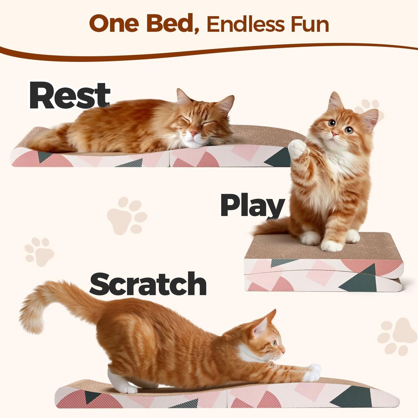 ComSaf Cat Scratcher Carboard Pad 32"x10", Large Cat Scratcher Bed for Indoor Cats, Durable Cat Scratching Board, Recycle Cat Scratch Pad for Adult, Big, Medium, Small Cats Lounger