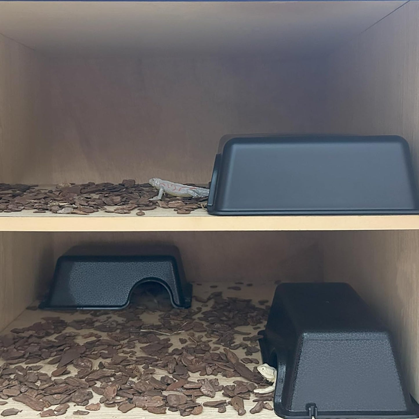 Durable Small Reptile Hide Box, Ball Python Hide, Leopard Gecko Hide, Bearded Dragon Hide, Easy to Clean Reptile Hides Cave for Tank, Snake Hide Enclosure (7.48" x 4.72" x 2.56")