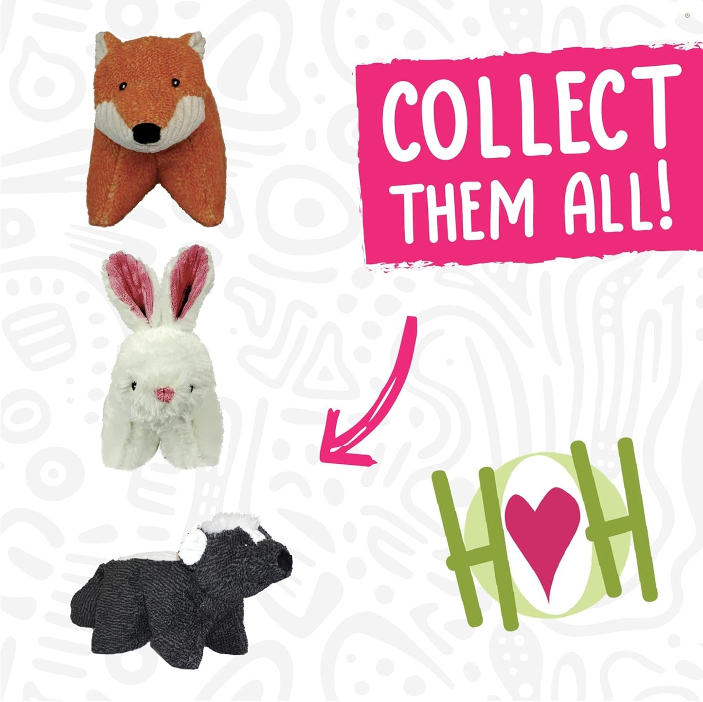 HuggleHounds Plush Dog Toy - Fuzzy Dog Toy, Soft Plush, Interactive Durable Stuffed for Small and Large Breeds with Squeaker - Squooshie Bunny