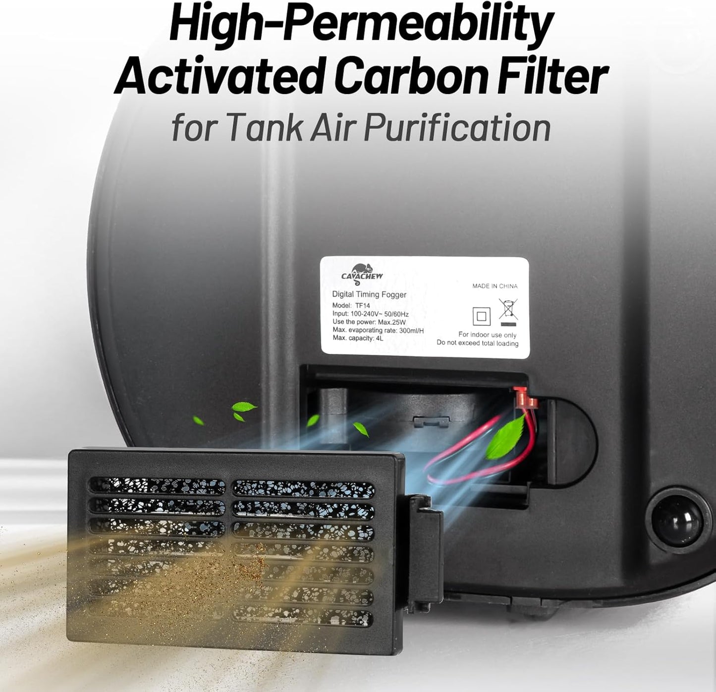 4L Reptile Humidifier Fogger Top Fill, Automatic Misting System for Reptiles, Adjustable Fogging, Leak-Proof, Timing Terrarium Mister Tank Humidifier for Snake Chameleon Frog Hermit Crab