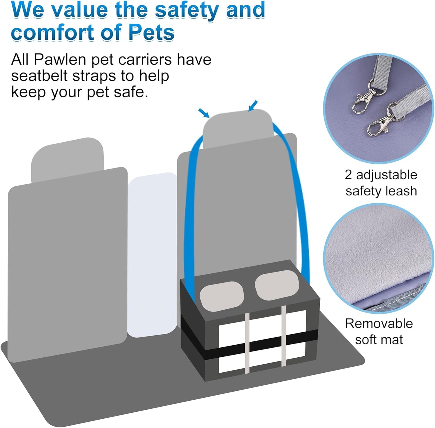 Large Cat Carrier for 2 Cats with Removable Soft Pad(43.3 x 17 x13Inches), Collapsible&Expandable Pet Carrier for Large Cats and Small Dogs 35 LBS,Breathable Mesh Top,Safety Harness