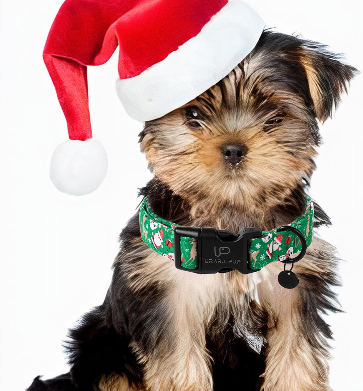 Christmas Santa Claus Dog Collar, Cute Christmas Elk Collar for Puppy Girl Boy Dog, Adjustable Green Dogs Collars for Small Medium Large Dogs