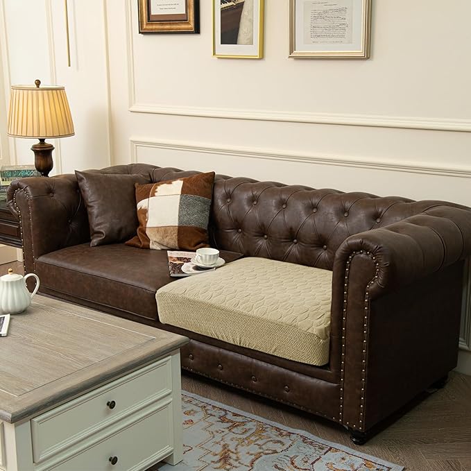 Nanbowang Waterproof Dog Bed Pillow, Washable Pet Hair Easy to Remove, Quilted, Lovely Puppy Bed Cover for Dog/Cat (27x36x6, 1pack, Beige)