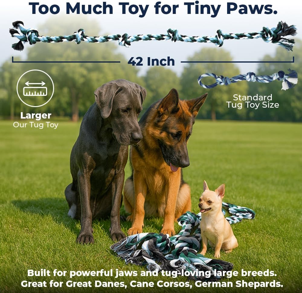 Giant Dog Rope Toys for Extra Large Dogs - 42 Inch, 6 Knot Tough Rope Chew Toys for Large Dogs - Benefits Non-Profit Animal Rescue - Indestructible Dog Toy for Aggressive Chewers