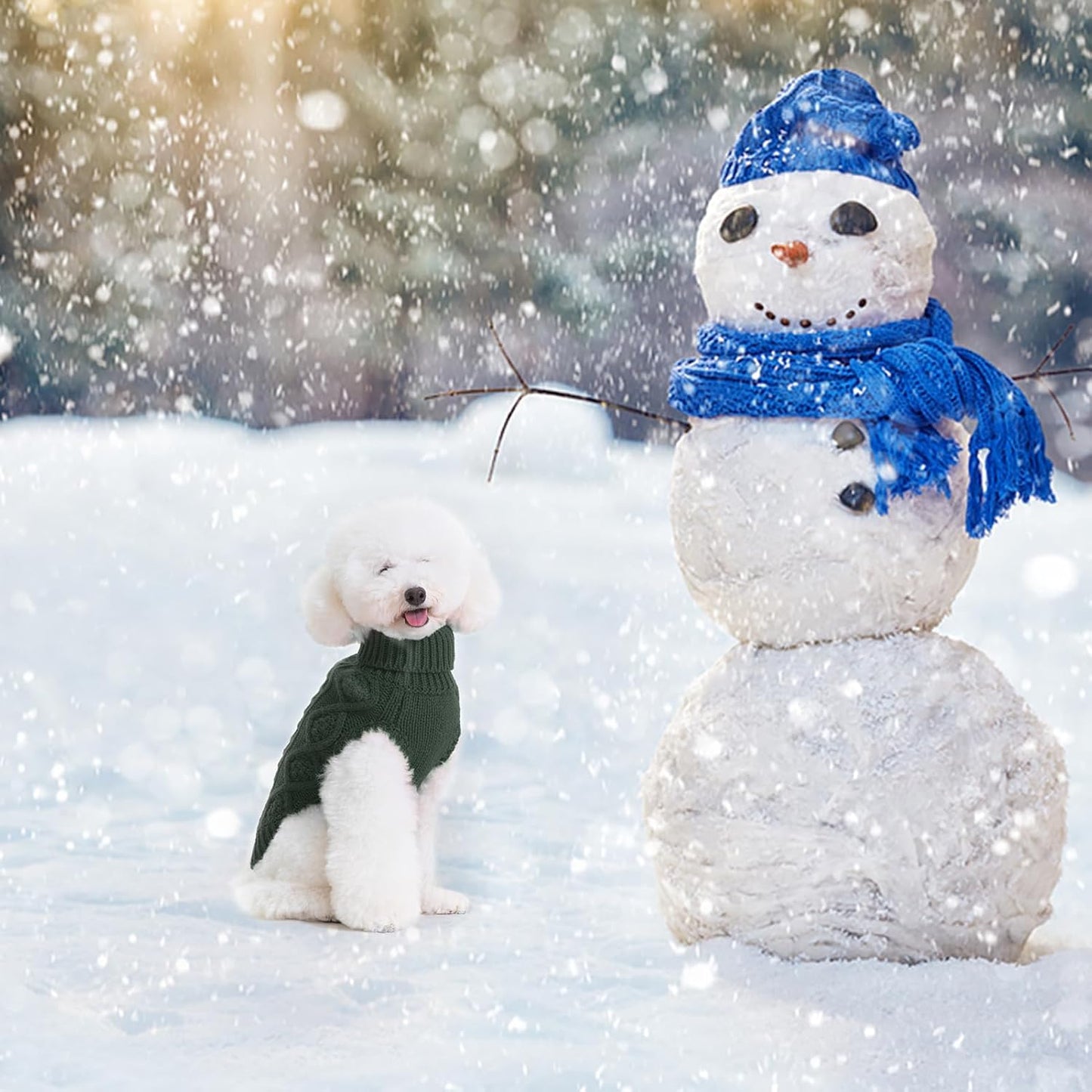 BINGPET Thermal Knitted Dog Sweater for Small Medium Large Dogs,Winter Puppy Cat Coat Warm Sweartershirts Outfits,Classic Cable Knit Turtleneck Pullover Dog Jumper Coat Warm Sweartershirts