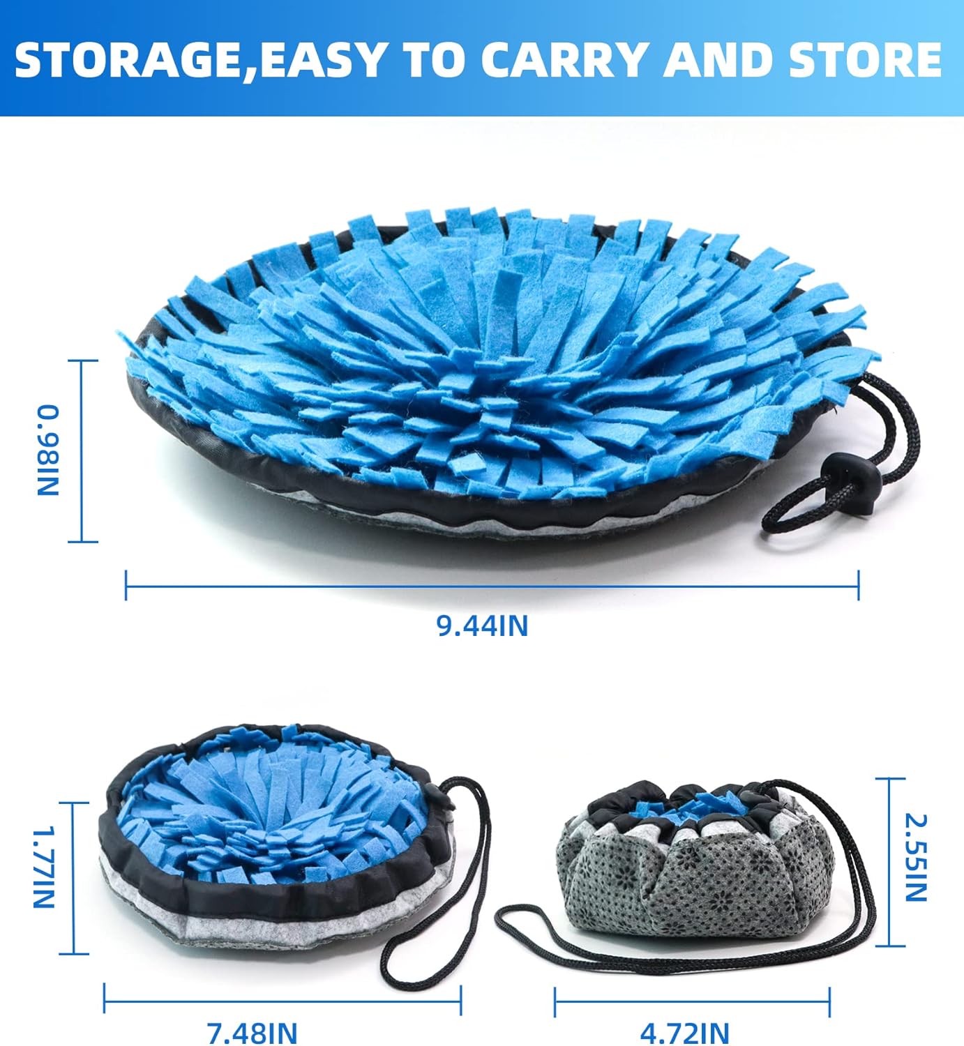 Rabbit Foraging Mat, Interactive Feed Game for Boredom, Small Pet Puzzle Toy, OVMKOV 9.44" x 9.44" Polar Fleece Snuffle Pad Bed Nosework Feeding Mat for Bunny Hamster Guinea Pigs Ferrets Chinchillas