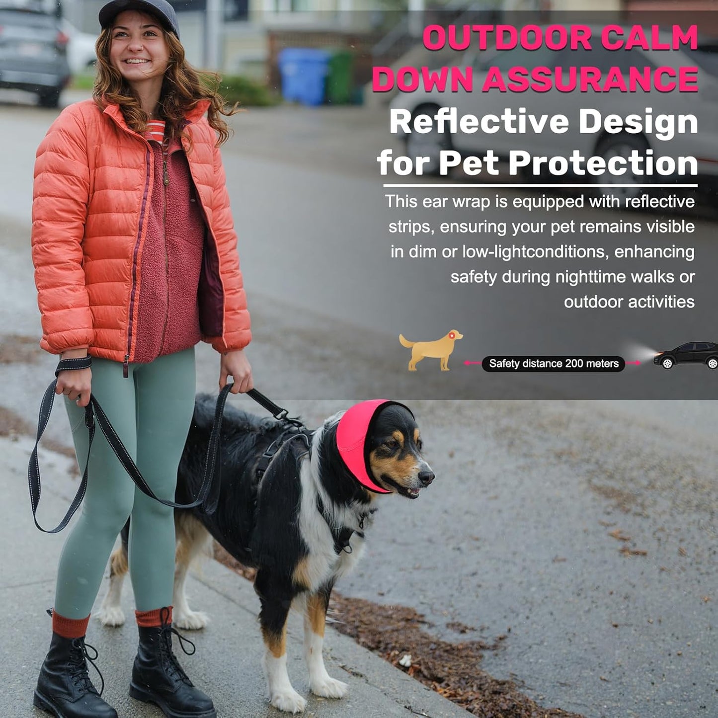 Dog Ear Muffs Noise Protection, No Flap Ear Wraps Cover for Dogs Bath Grooming, Adjustable Dog Calming Hoodie Hematoma Anxiety Firework Thunder,Waterproof Dogs Shower Cap Drying Swimming Bathing (SP)