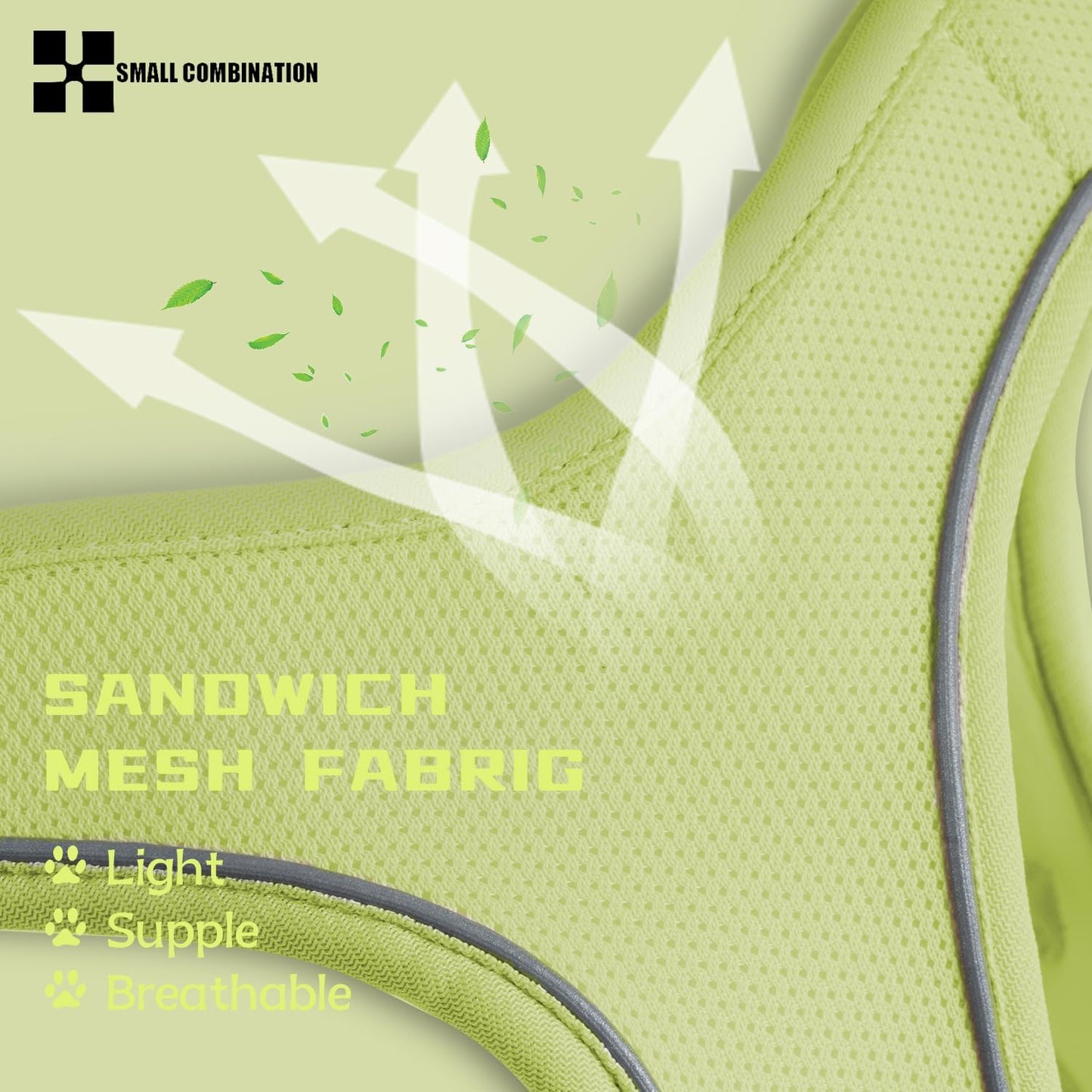 Adjustable Dog Harness with Leash, Reflective Mesh, No-Pull Design,Matching Lead Rope (Lemon Yellow, XXXS)