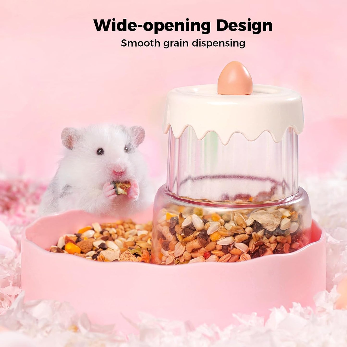 Mini&moe Hamster Food Bowl - Automatic Guinea Pig Feeder No Spill Storage Small Pet Food Dispenser for Gerbil, Rat, Chinchilla, Ferret, Hedgehog