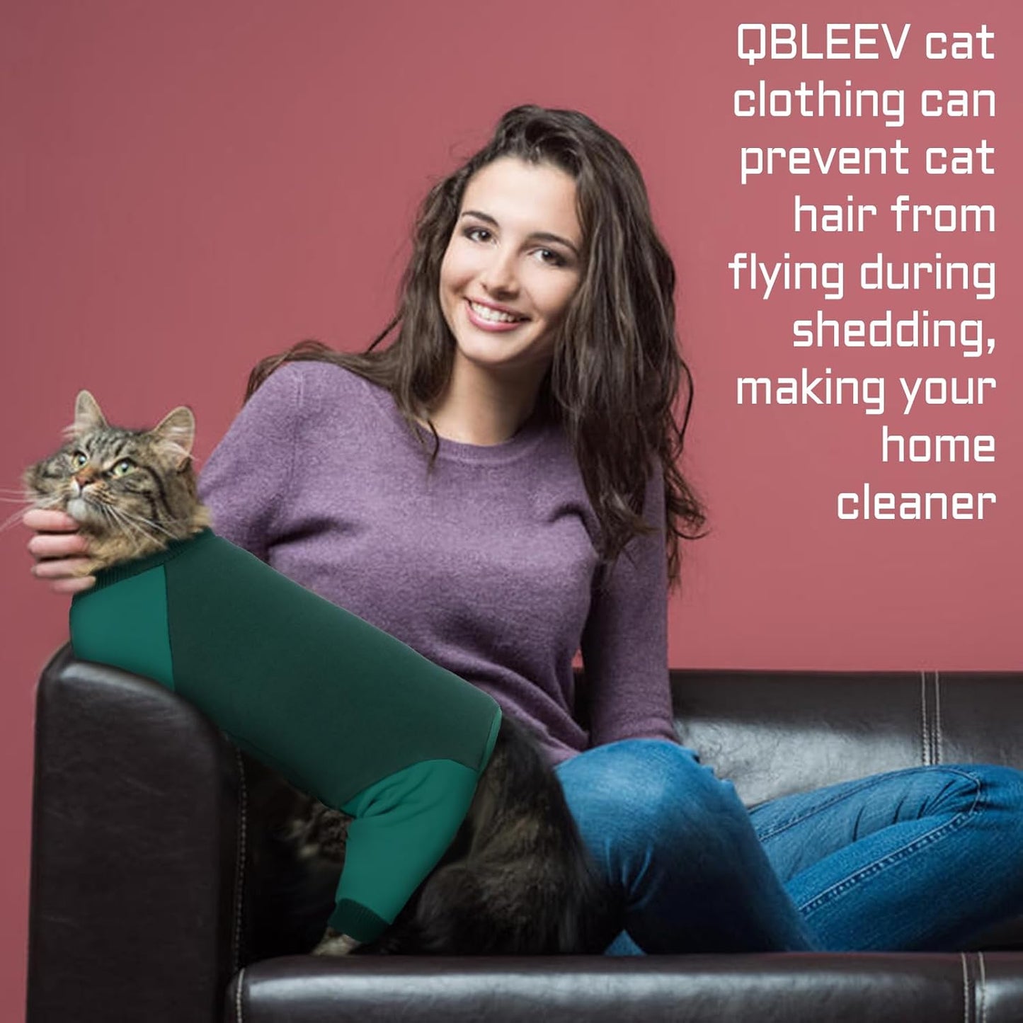 QBLEEV Cat Pajamas for Cats Only, Sticky Hair Cat Clothes, Prevent Lost Fur Kitten Onesie Shirts Costumes Outfits for Daily Wear Parties Photography, Cat Recovery Suit for Cats or Small Dogs