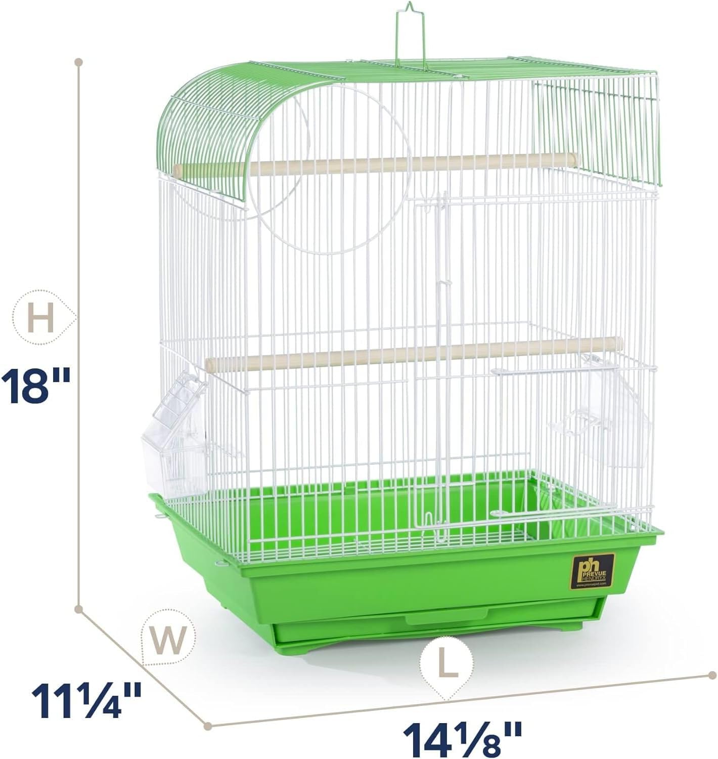 Rustic Retreat Top Bird Cage with Durable Metal Construction, Spacious Interior, and Convenient Top Access Lime Green/Flat Top