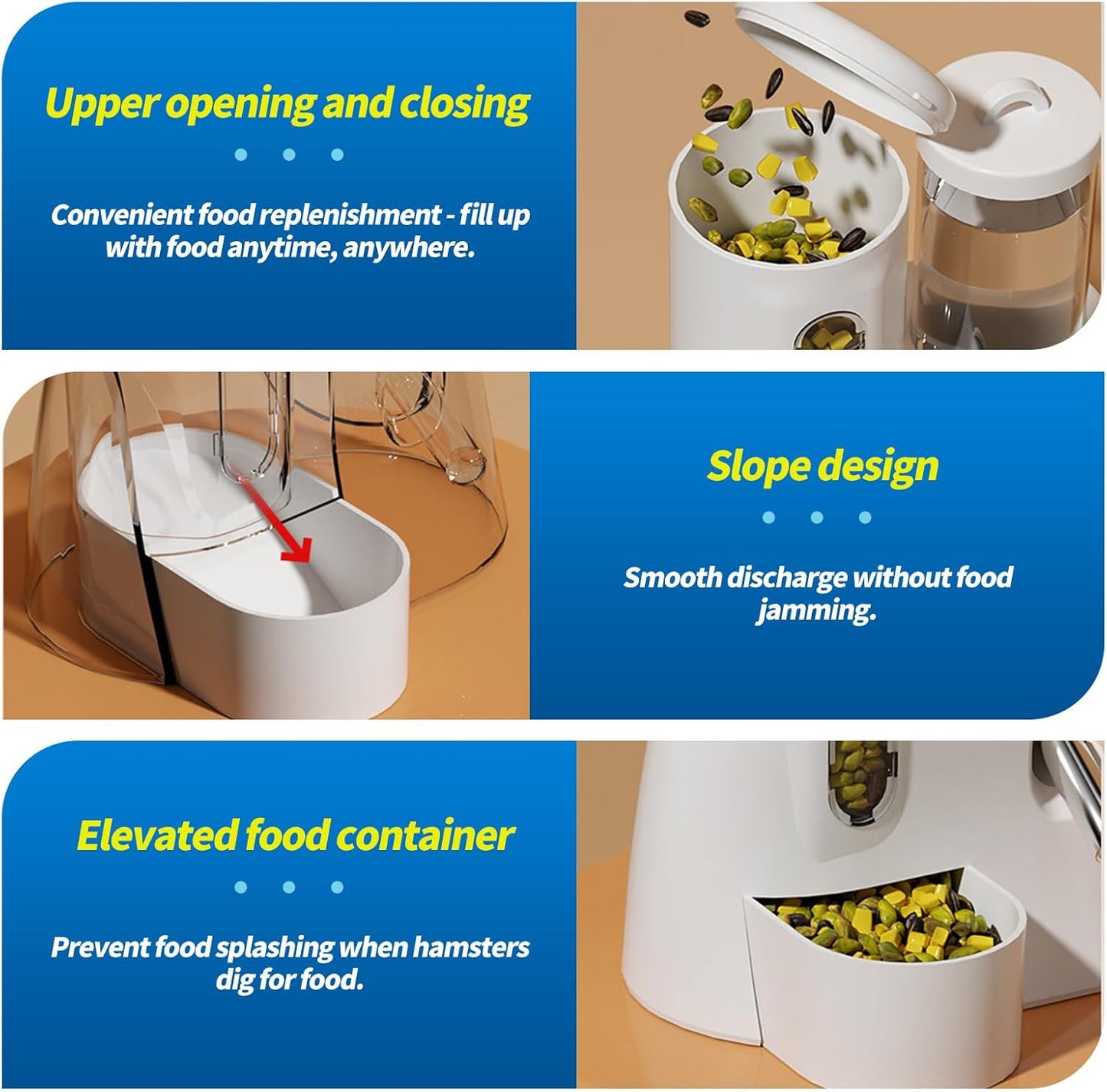 2-in-1 Hamster Water Bottle & Food Dispenser - Leak-Resistant Design for Glass/Wire Cages (120ml/4oz BPA-Free + Double Seal Nozzle) Dwarf Hamster & Mice Essentials (White, 6.3×5.1×4.3)