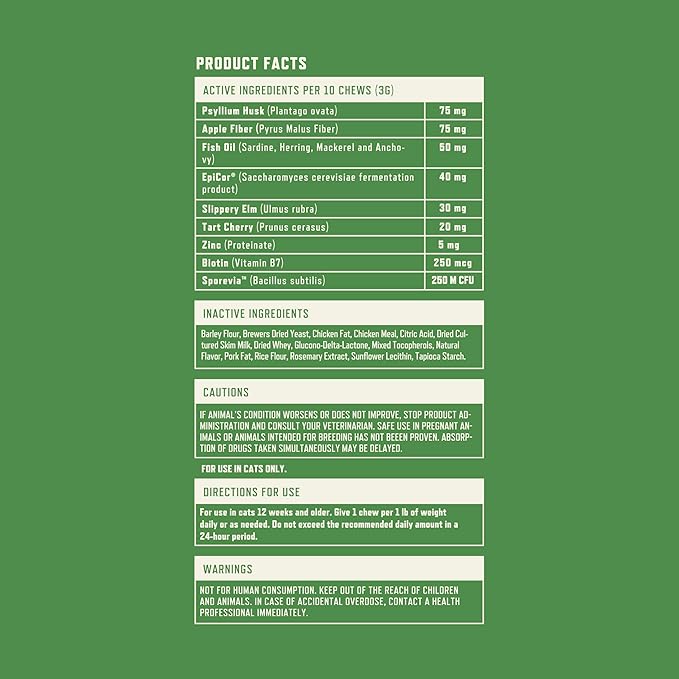 Rocco & Roxie Hairball Treatment for Cats, Cat Hairball Remedy, Crunchy Treats for Cats with a Creamy Center, Furball Control, Chicken Flavored Hair Ball Relief for Cat, Made in USA, Over 300 Chews