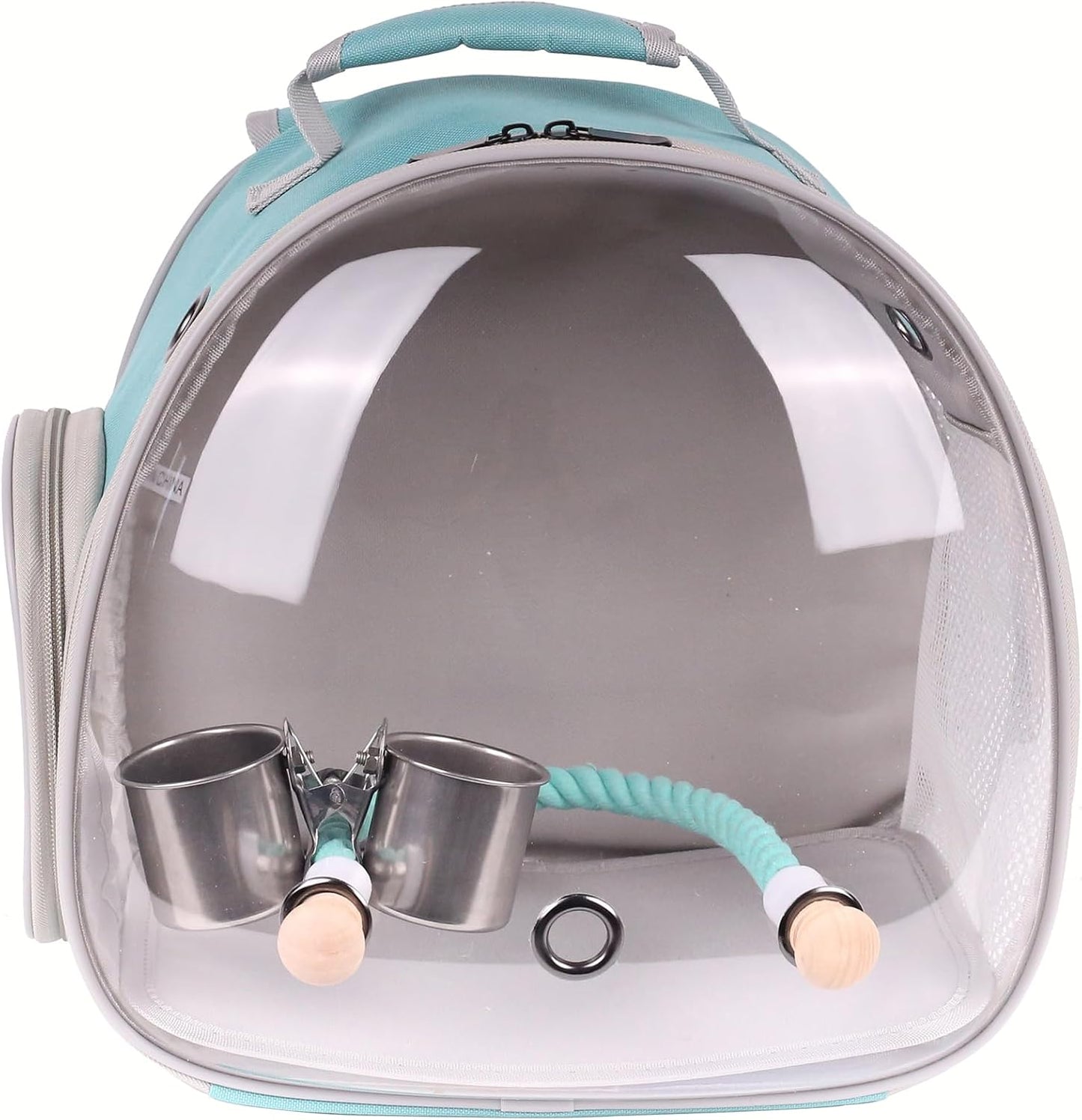 Small Bird Travel Backpack Carrier Cage, Backpack to Transport Backpack Carrier with Clamp Cups Stand Perch for Parakeet Cockatiel Budgies Vet Carry Book Bag Green