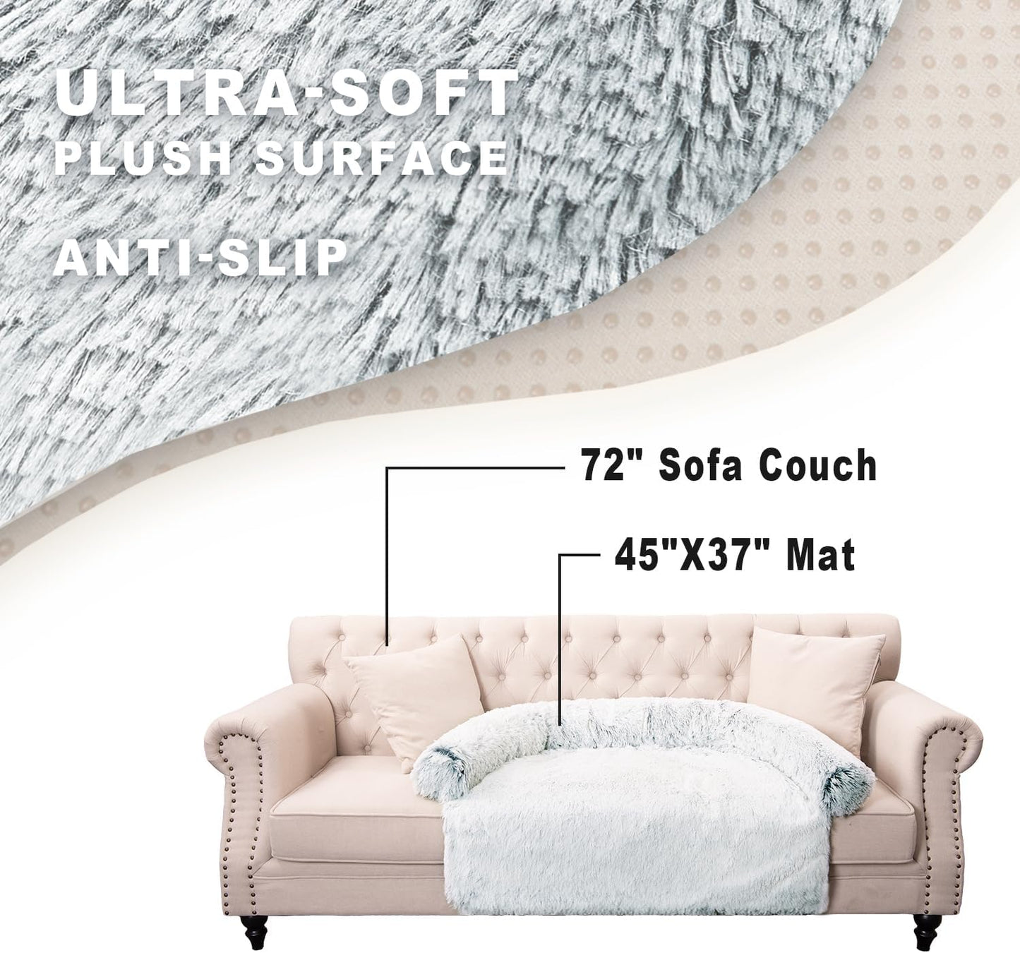 Tinaco Calming Dogs/Cats Bed Mats, Dog Pad Washable Removable Couch Cover, Plush Long Fur Mat for Pets, Waterproof Lining, Perfect for Small, Medium and Large Dogs and Cats (Gradient Gray, 45"x37")