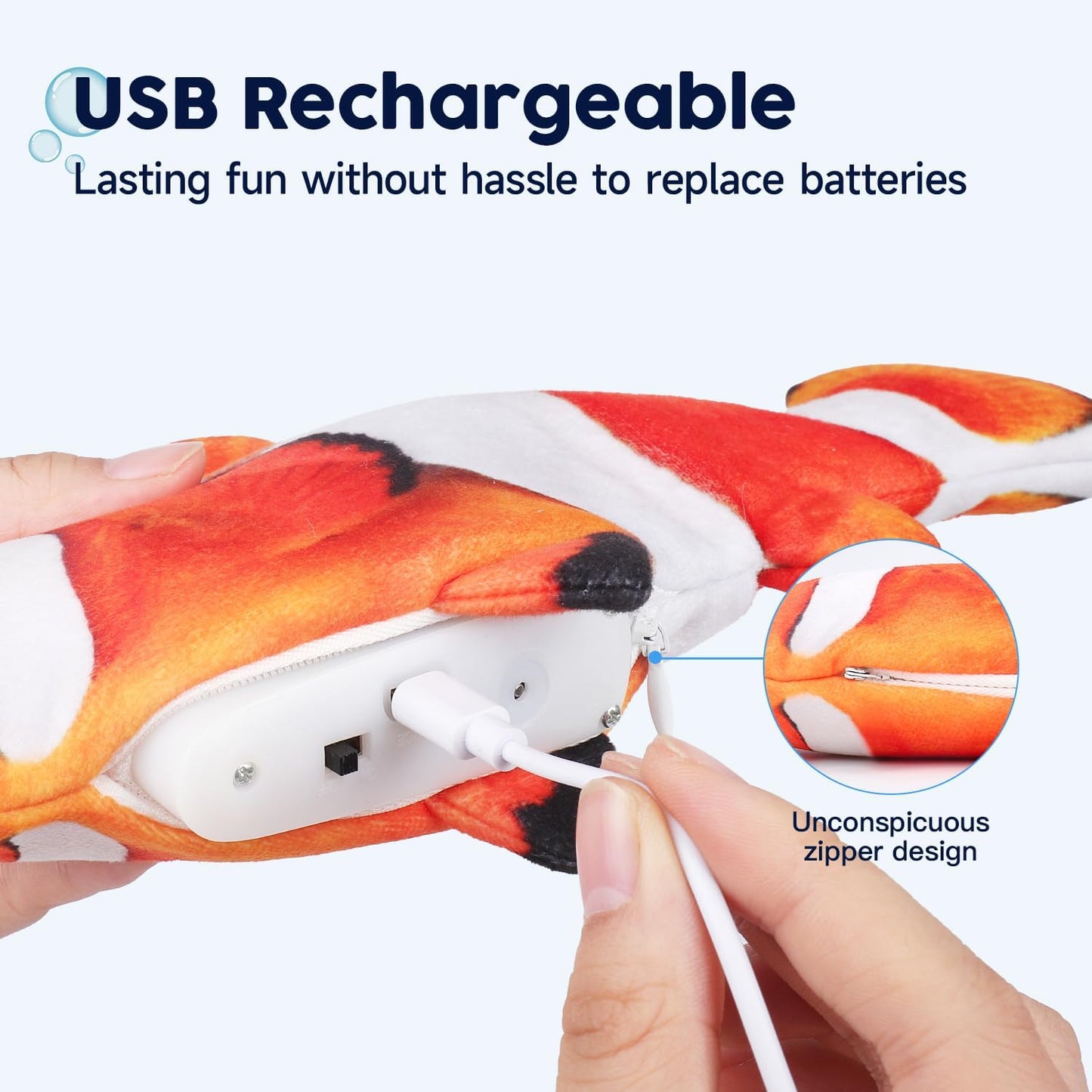 Potaroma Cat Toys Flopping Fish with SilverVine and Catnip, Moving Kitten Kicker, Floppy Wiggle Clownfish for Small Dogs, Motion Kitty Interactive Exercise, 10.5 Inches