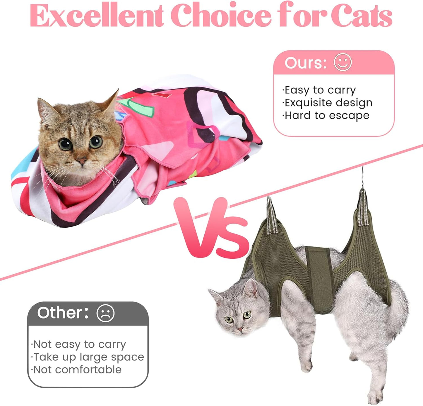 21.7" Cat Wrap for Cutting Nails, Cat Restraint for Nail Clipping, Cat Swaddle Wrap for Kittens, Cat Burrito Wrap Can Be Applied to Cat Nail Trimming, Large, Within 6lbs