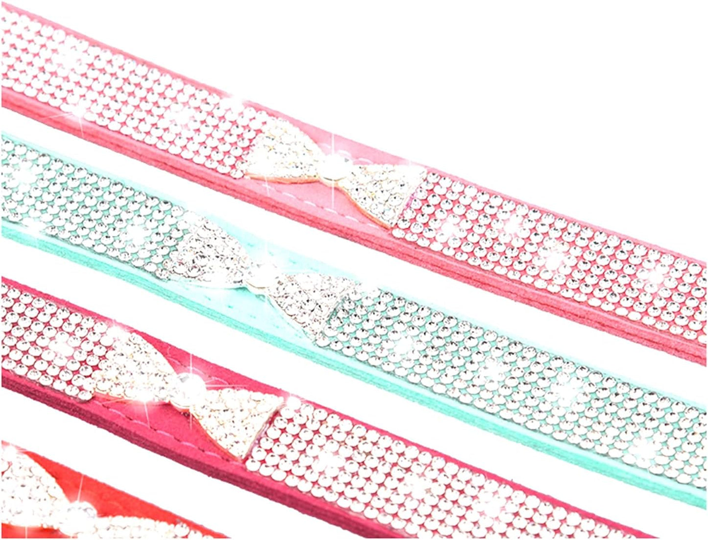 Serijoars Small Dog Collar with Rhinestone Crystal Diamond Colorful Bling Girl Puppy Cat Collars (M, Pink3)