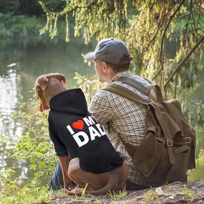 GreenJoy Dog Sweater Dog Hoodie Cold Weather Dog Coat Hooded Sweatshirt for Puppies,Cats, Small Medium Large Dogs (XX-Large, Black (I Love My Dad))