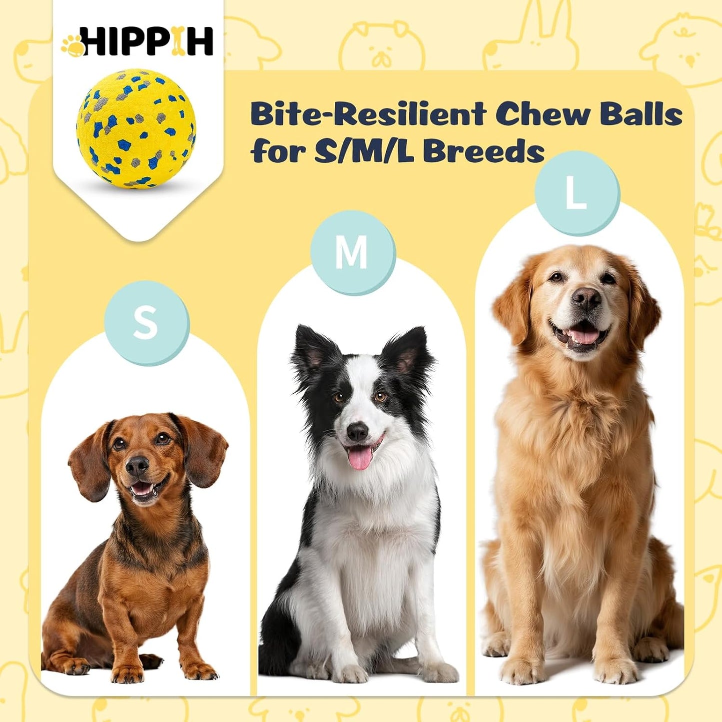 HIPPIH Dog Balls Interactive Tennis Balls for Dogs, Dog Toys for Aggressive Chewers, Tough Puppy Chew Toys for Teething, 3" Fetch Ball Water Toy for Small/Medium Breed, High Bouncy & Floating, 3 Pack