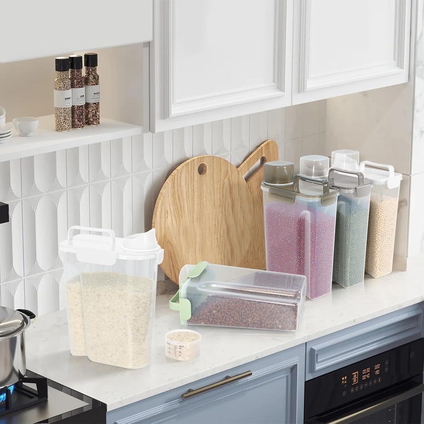 Cat Dog Food Storage Container,Pet food Container with Locking Lids Food Storage bin PBA-Free,For Pet food,Rice,cereals Storag (White)