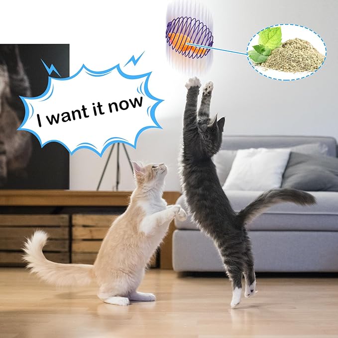 Jecery 5 Pcs Halloween Cat Spring Balls Toys Stretchable Rolling Balls Colorful Playful Coils Interactive Spring Action Toy Caged Rats for Kitten Cat Pet Supplies(Catnip Rats,Multicolor,5 Pcs)