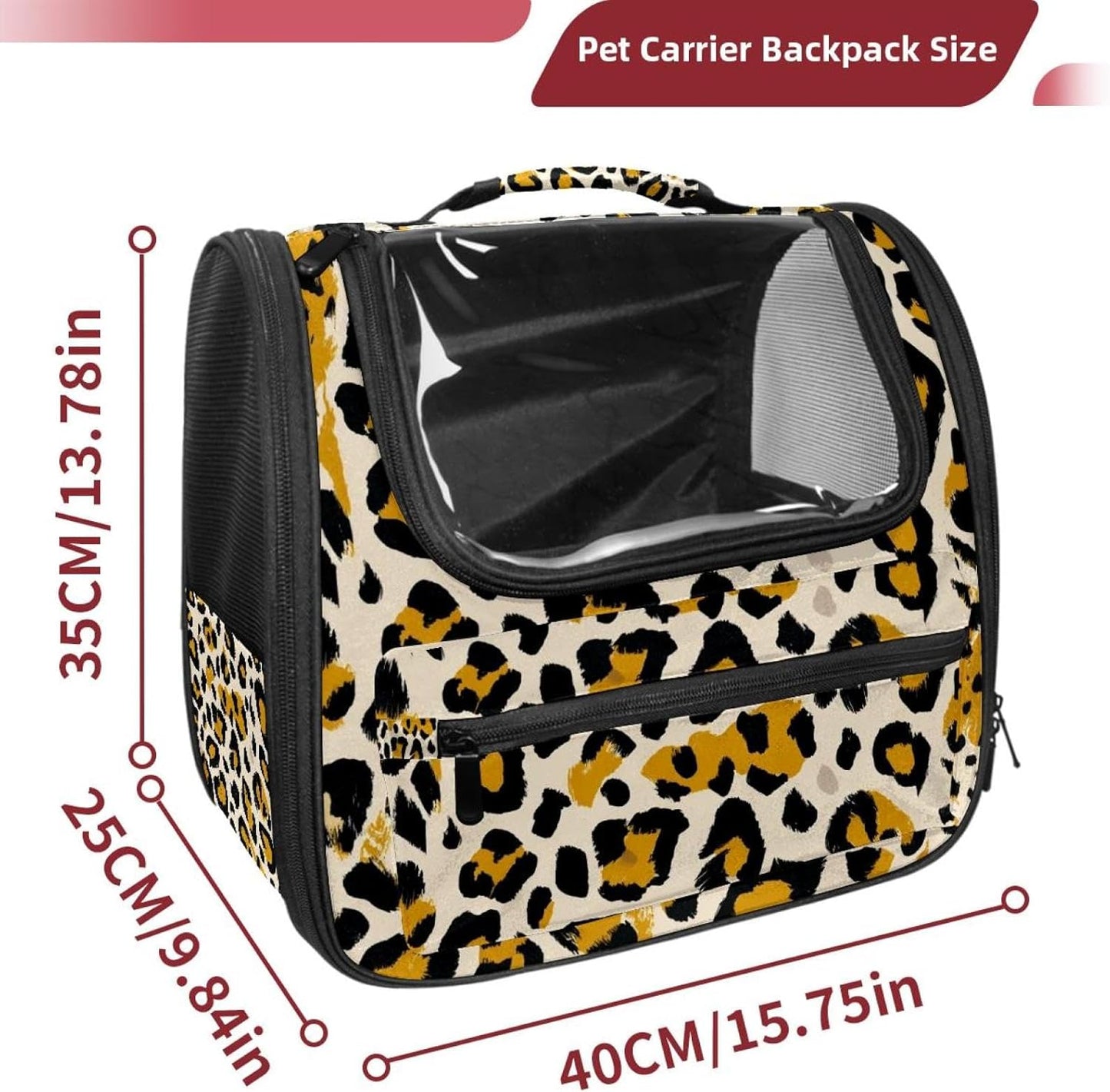Modern Classic Leopard Print Pet Carrier for Dogs and Cats Soft Travel Kennel, Portable Foldable Bag