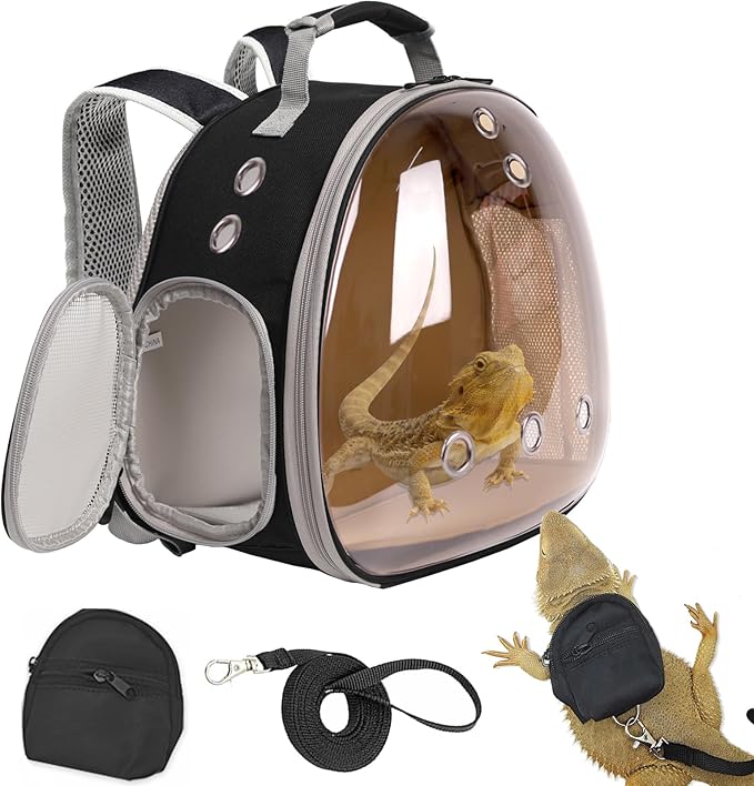Small Animal Travel Backpack Carrier,Portable Bearded Dragon Bag for Sugar Glider,Hedgehog,Rat,Bunny,Rat,Outdoor Used (Polarized-Brown, New Version Backpack+BP LSH)